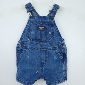 OshKosh BGosh Overalls Shortalls Blue Jean Size 12 Months Anchor Nautical